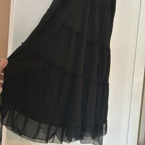 LOFT long black soft cotton tiered skirt.